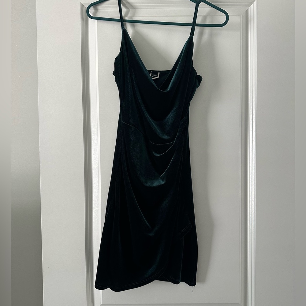 Windsor dark green velvet mini dress